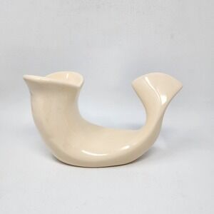 Vtg Vohann of California MCM Cream Ceramic Fish Whale Tail Soap/Trinket Dish 9"